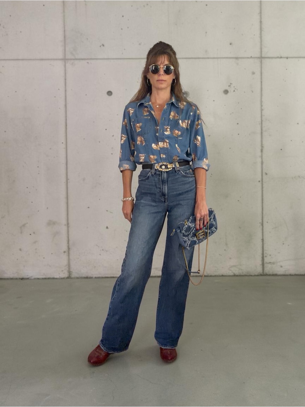 Vintage - Liz Claiborne - Chambray Novelty Shirt - Size M Petite - Picture 2 of 7